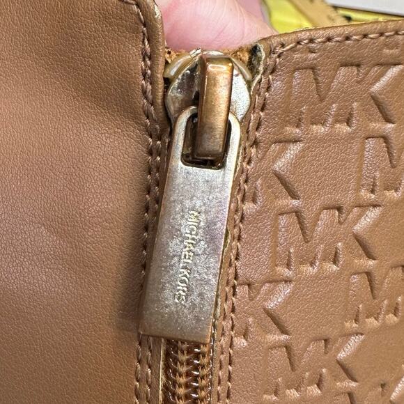 Michael Kors Finley Drake Brown Faux Leather Knee High Logo Riding Boot Girl’s 2 - Picture 5 of 7